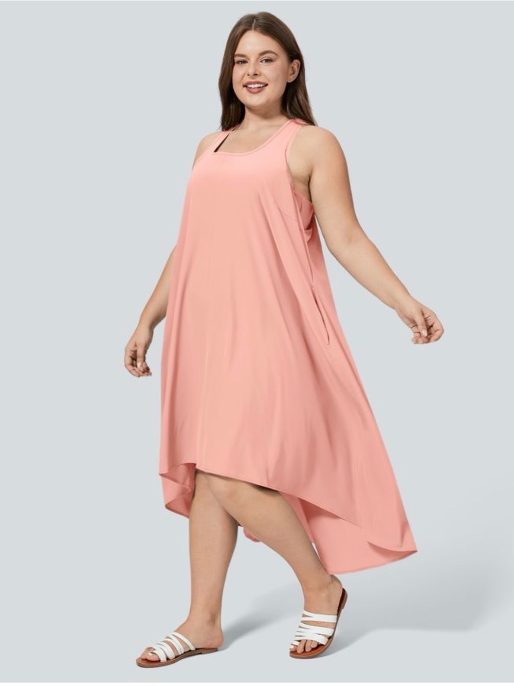 HALARA NEW Breezeful RacerPocket High-Low Flowy MIDI Quick Dry Casual Dress 2X - Picture 3 of 11